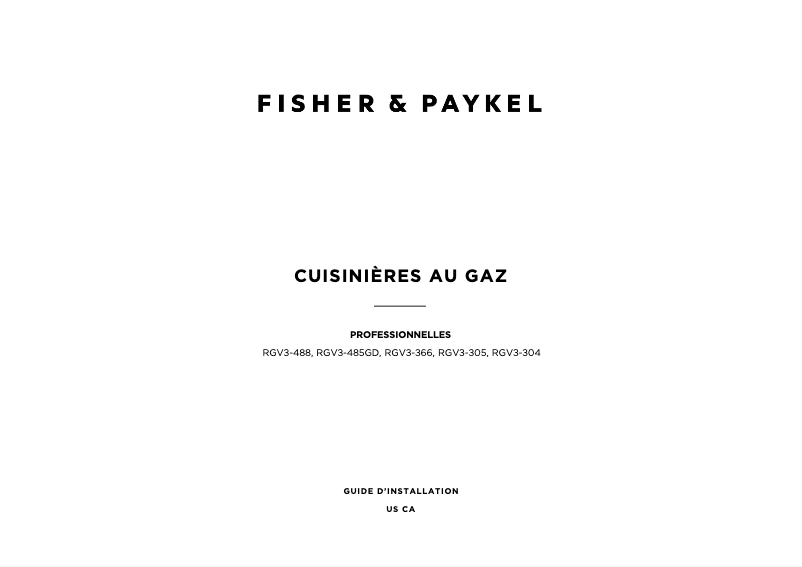 Página 1 del manual Guía de instalación Fisher & Paykel RGV3-304