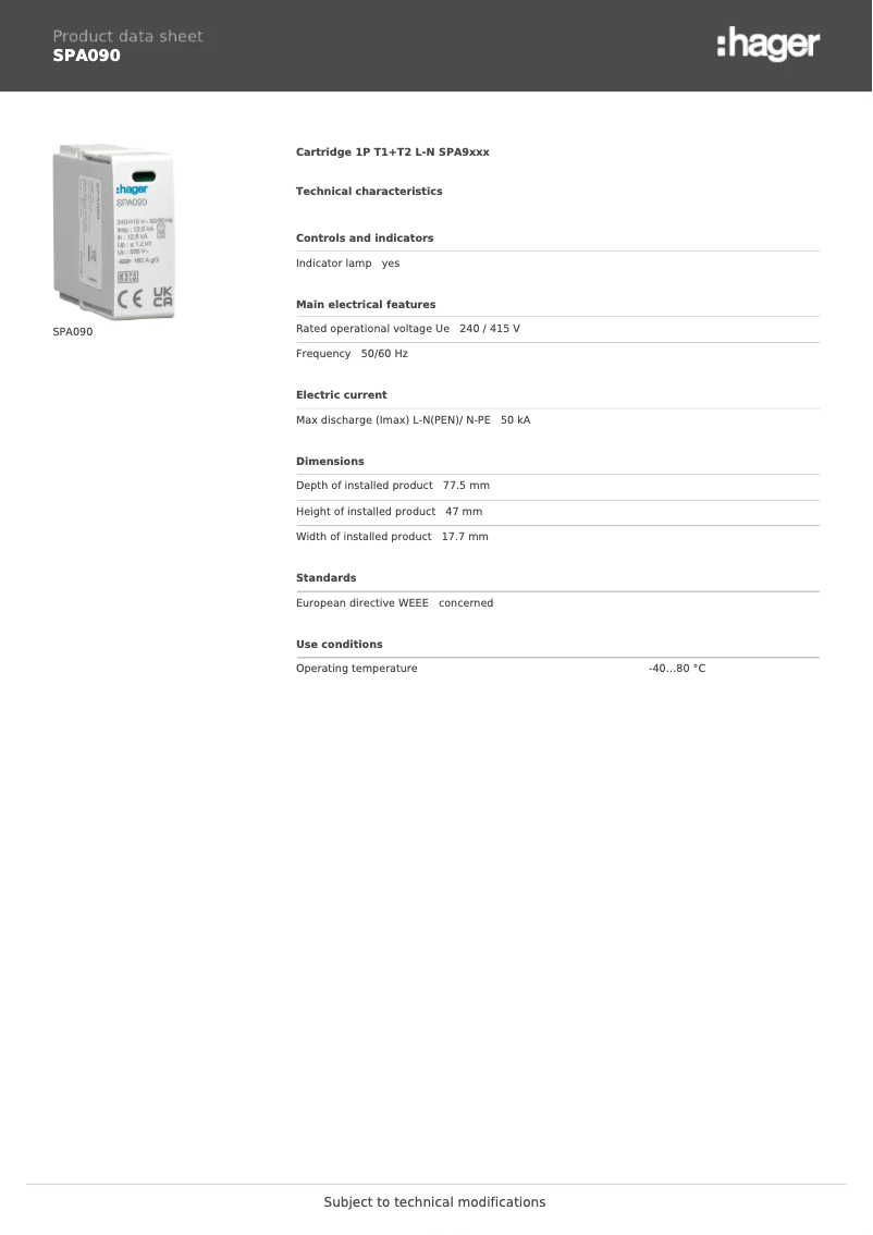 Image de la première page du manuel de l'appareil SPA090