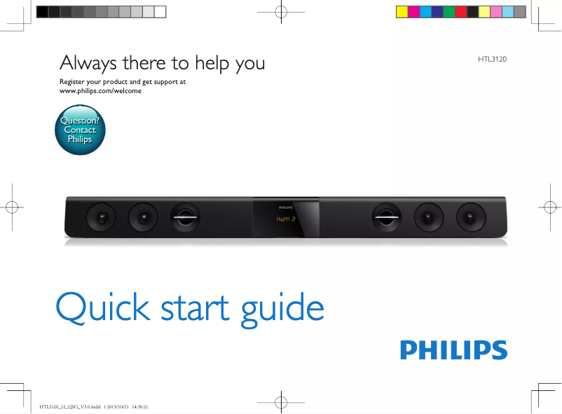 Page 1 de la notice Guide de démarrage rapide Philips HTL3120