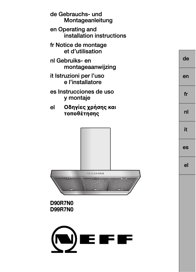Page 1 de la notice Manuel utilisateur Neff DRC 109 D90R7 N0