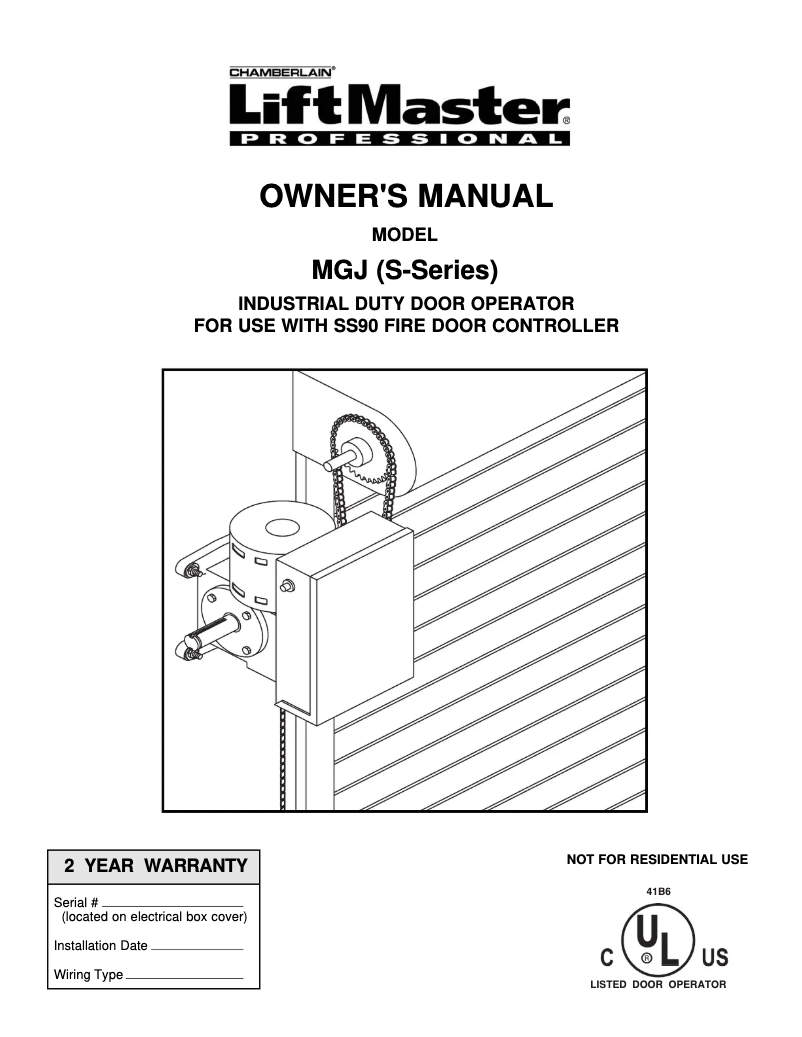Page n°1 - Guide de démarrage rapide LiftMaster MJ5011U