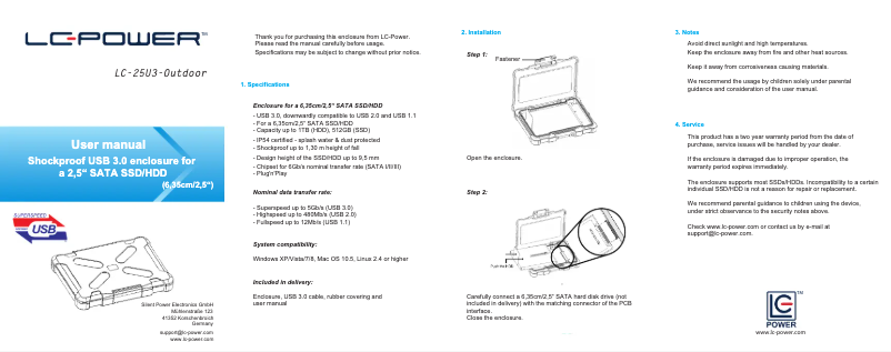 Page n°1 - Manuel utilisateur LC-Power LC-25U3-Outdoor