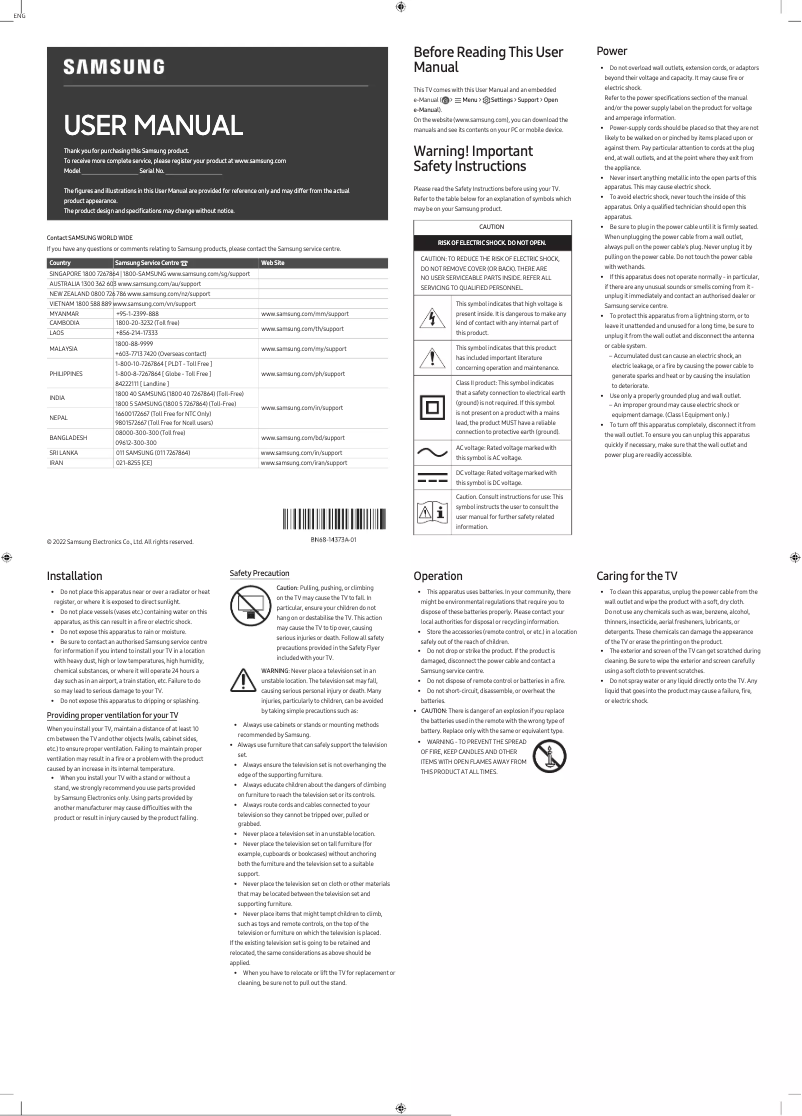 Page 1 de la notice Manuel utilisateur Samsung The Serif 50LS01B