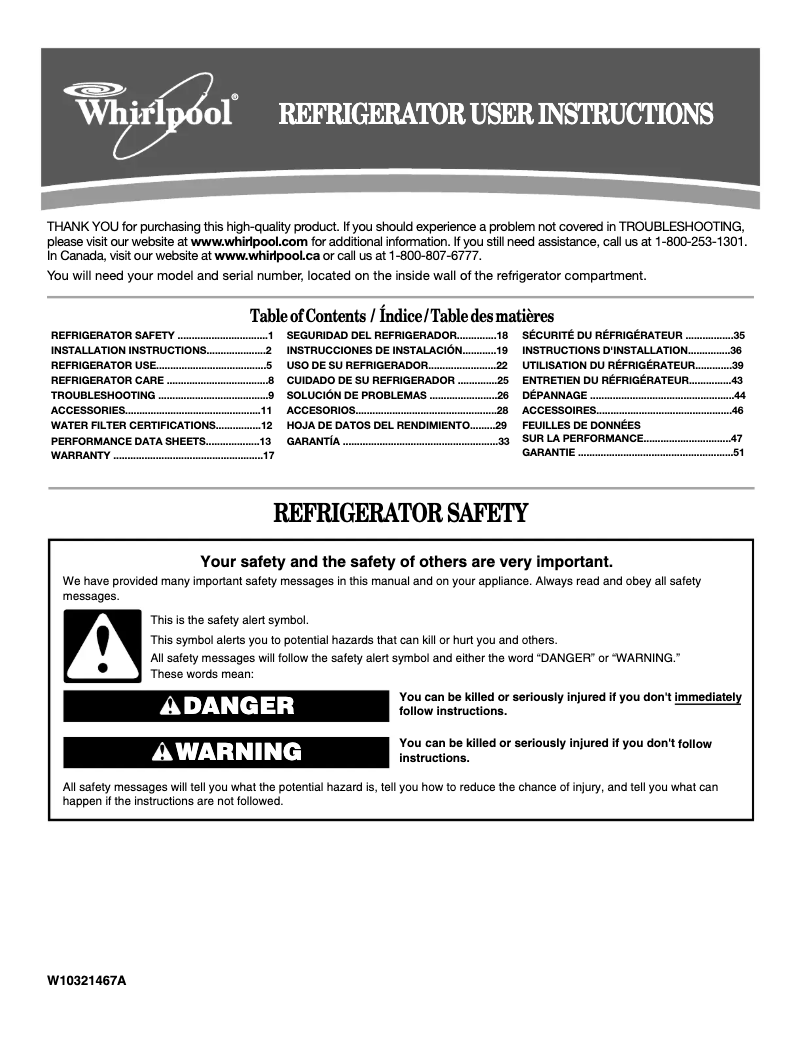 Page 1 de la notice Manuel utilisateur Whirlpool ED2DHEXWB