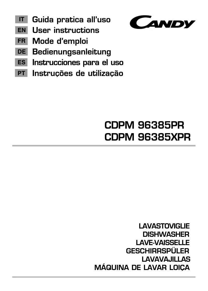 Page 1 de la notice Manuel utilisateur Candy CDPM 96385PR