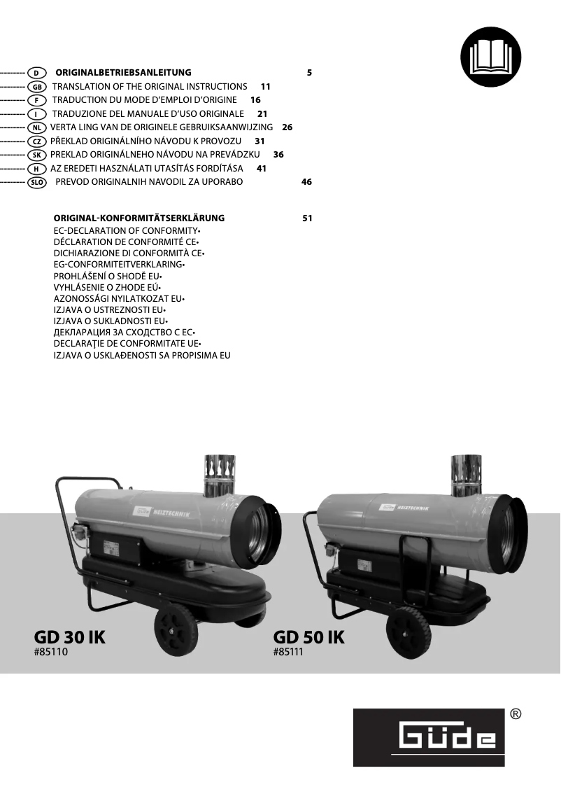 Page 1 de la notice Manuel utilisateur Güde GD 30 IK