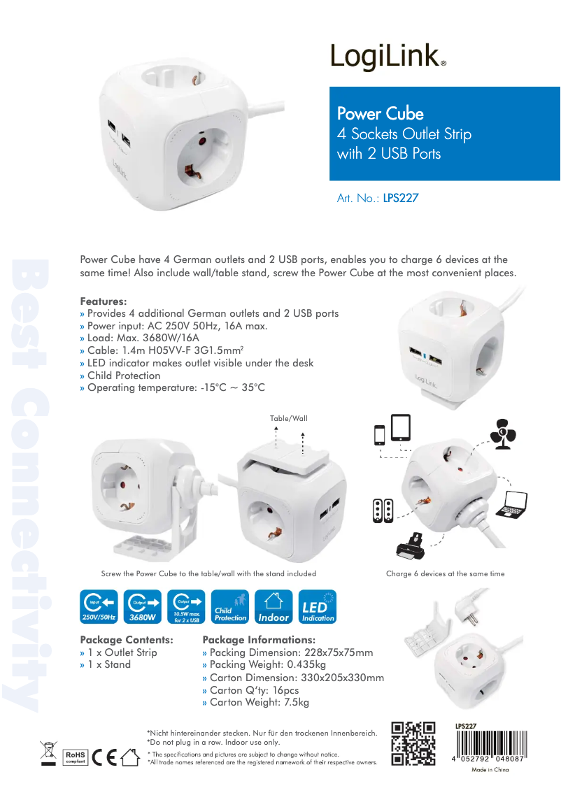 Page n°1 - Manuel utilisateur LogiLink LPS227