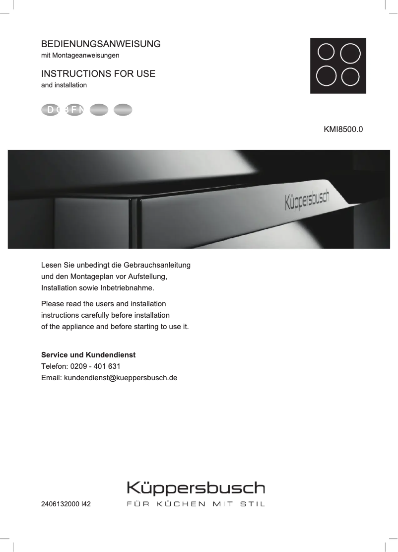 Image de la première page du manuel de l'appareil KMI8500.0SR