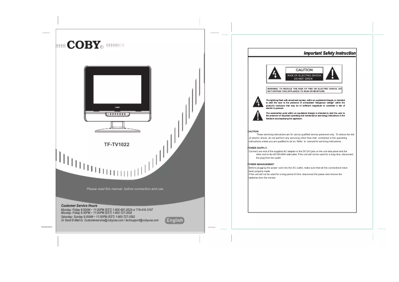 Página 1 del manual Manual de usuario Coby TF-TV1022