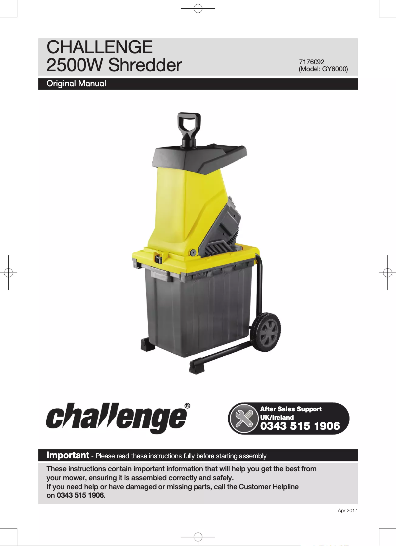 Page n°1 - Manuel utilisateur Challenge GY6000