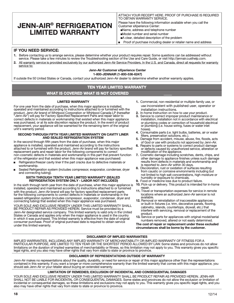 Image de la première page du manuel de l'appareil JFC2290REY