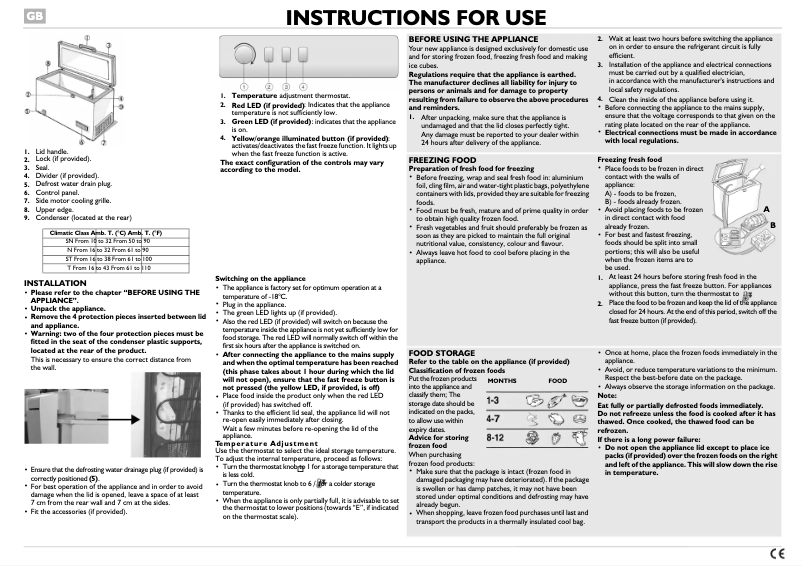 Page 1 de la notice Manuel utilisateur Whirlpool AFG 044/G