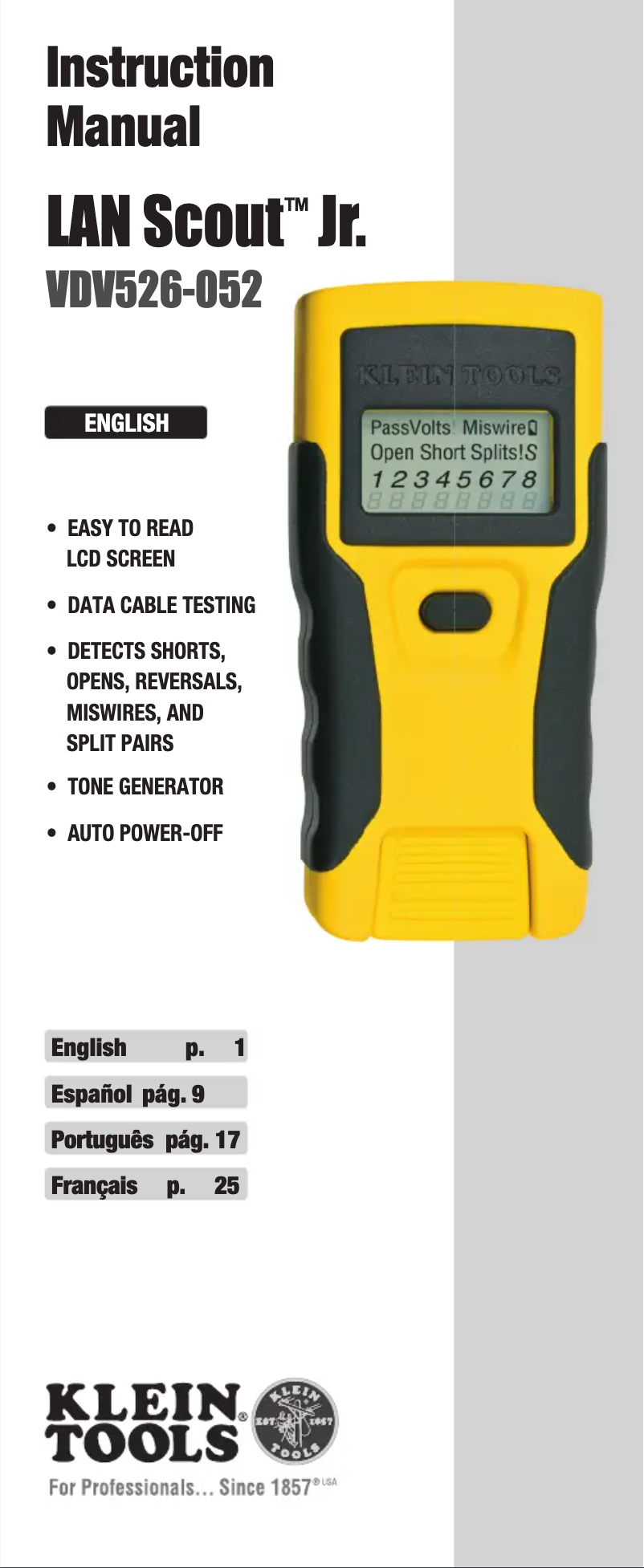 Image de la première page du manuel de l'appareil LAN Scout Jr. VDV526-052