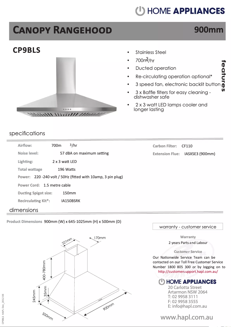 Page 1 de la notice Manuel utilisateur Euromaid CP9BLS