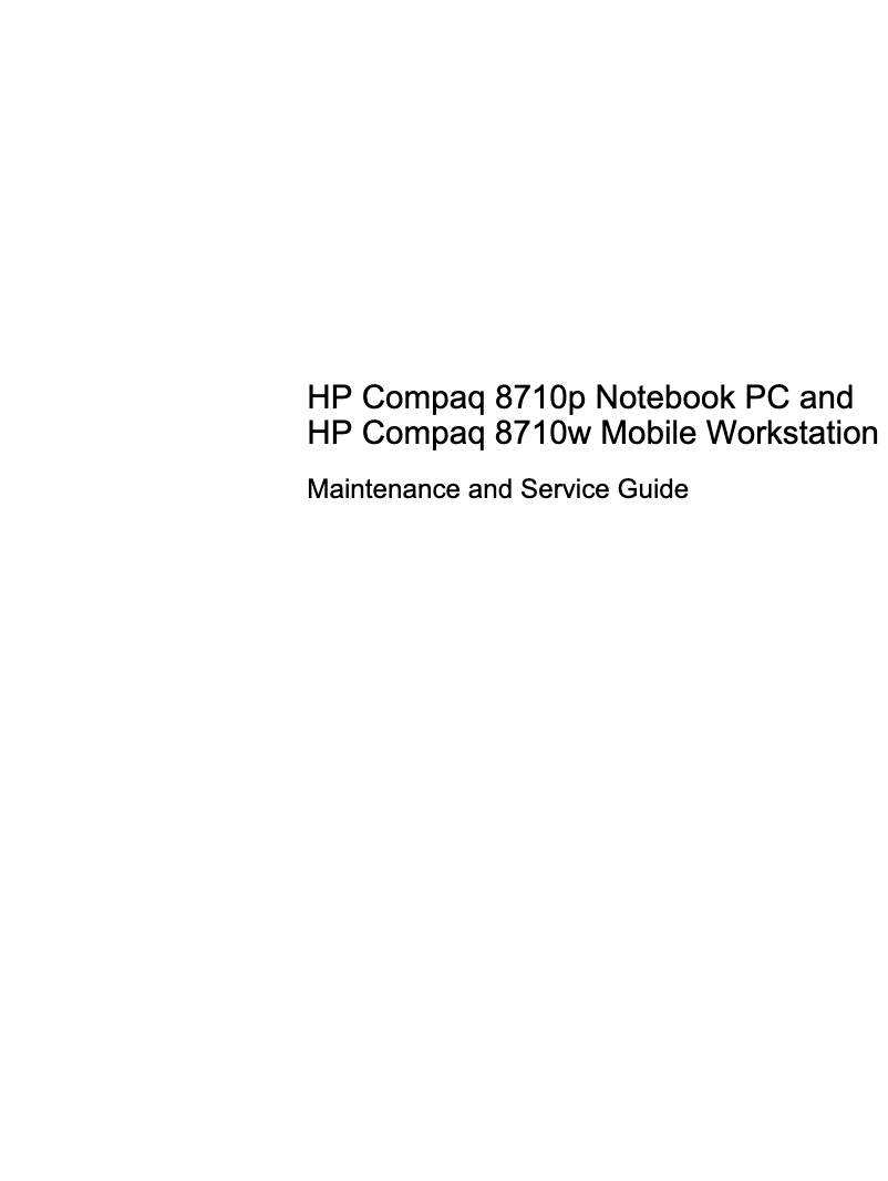 Page n°1 - Manuel utilisateur HP Compaq 8710p