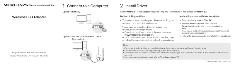 Page 1 de la notice Guide d'installation Mercusys MA20N