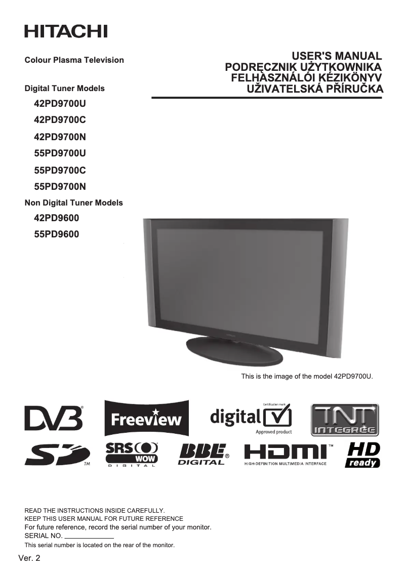 Image de la première page du manuel de l'appareil 42PD9700C