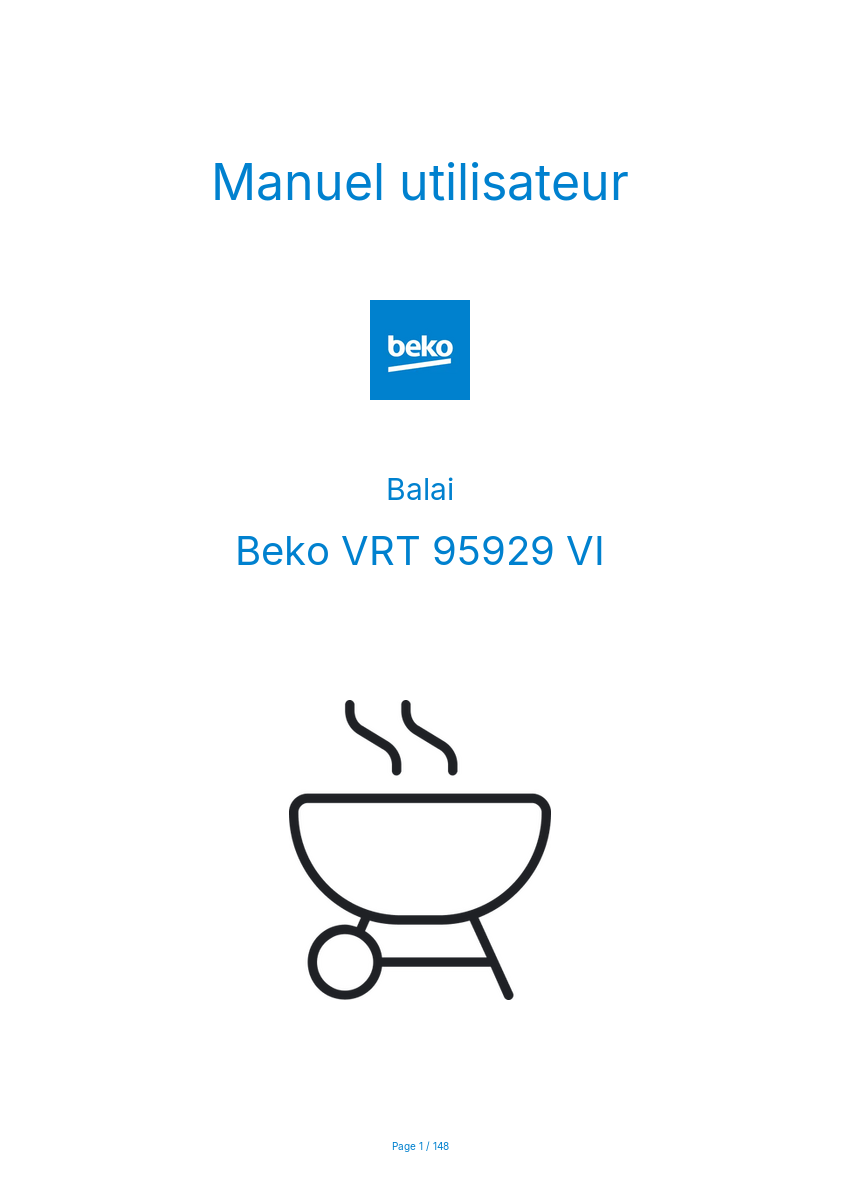 Page n°1 - Manuel utilisateur Beko VRT 95929 VI
