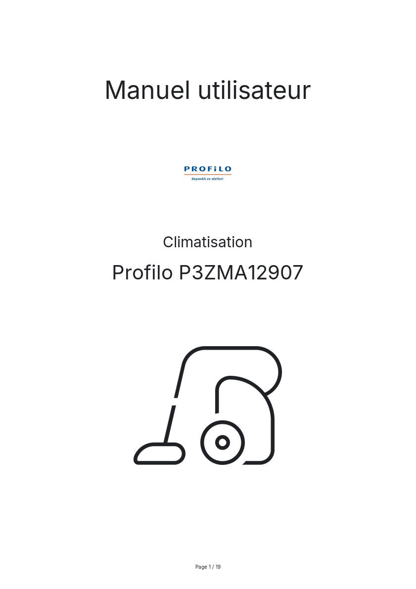 Page n°1 - Manuel utilisateur Profilo P3ZMA12907