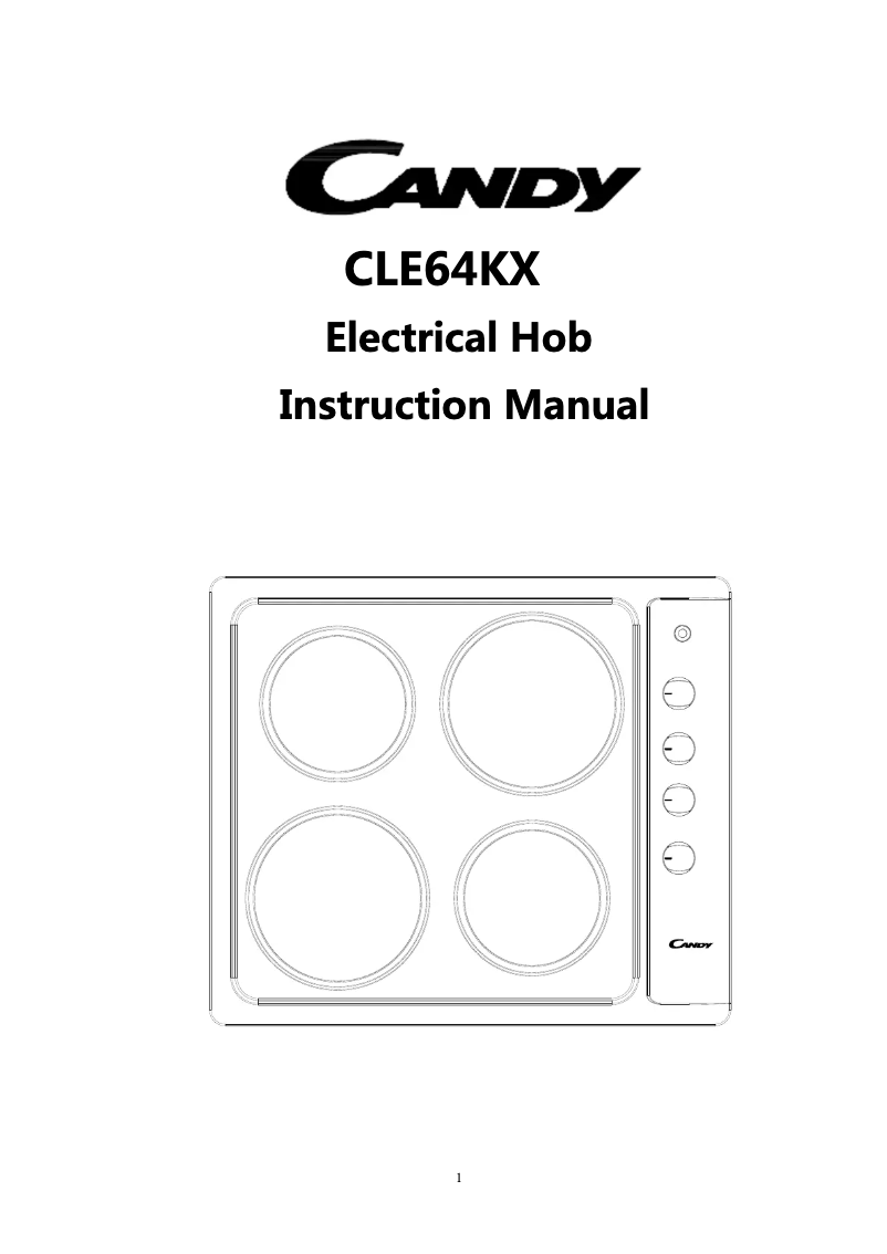 Page 1 de la notice Manuel utilisateur Candy CLE64KX