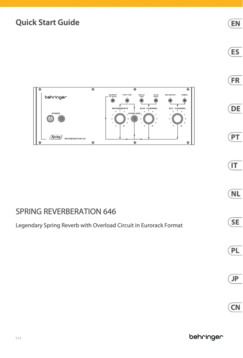 Page 1 de la notice Manuel utilisateur Behringer Spring Reverberation 646