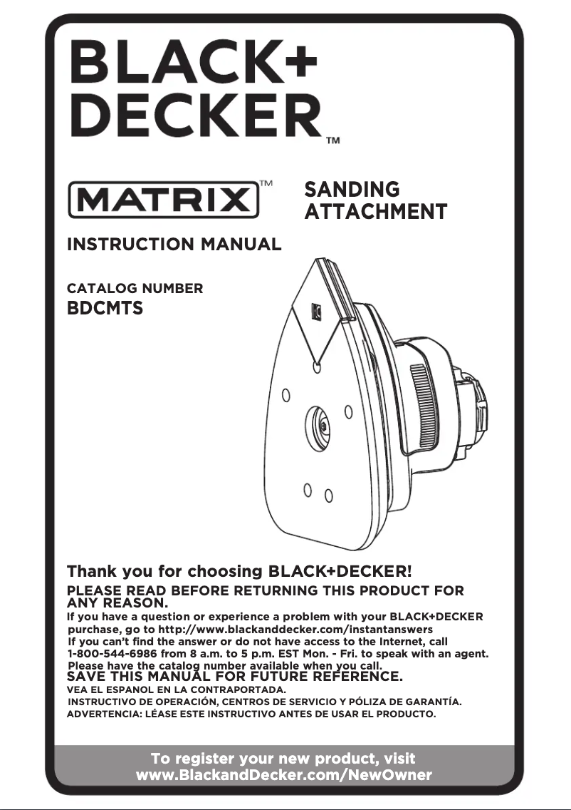 Page 1 de la notice Manuel utilisateur Black & Decker BDCMTS