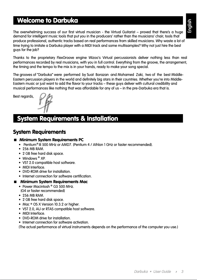 Image de la première page du manuel de l'appareil Wizoo Darbuka