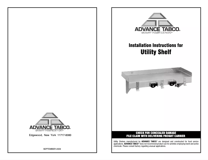 Página 1 del manual Manual de usuario Advance Tabco K-245-X