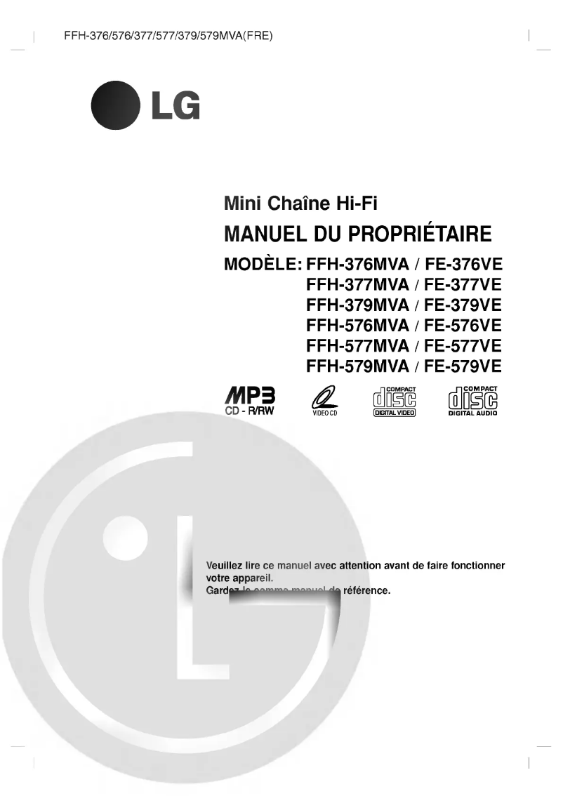 Page n°1 - Manuel utilisateur LG FFH-579MVA