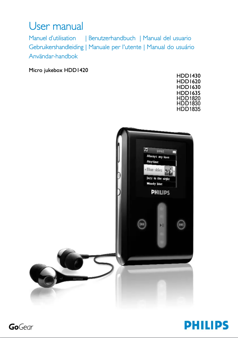 Page n°1 - Manuel utilisateur Philips GoGear HDD1630