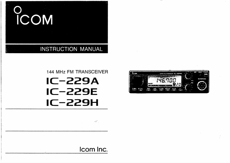 Page 1 de la notice Manuel utilisateur ICOM IC-229A