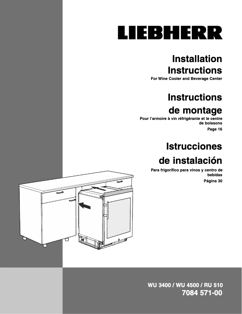 Page n°1 - Guide d'installation Liebherr WU-3400