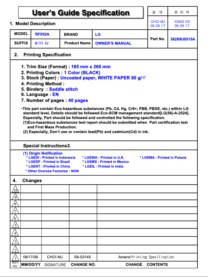 Page 1 de la notice Manuel utilisateur LG 60PZ9M