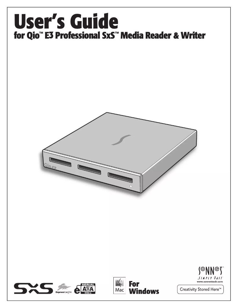 Página 1 del manual Manual de usuario Sonnet Qio E3 w/ PCIe