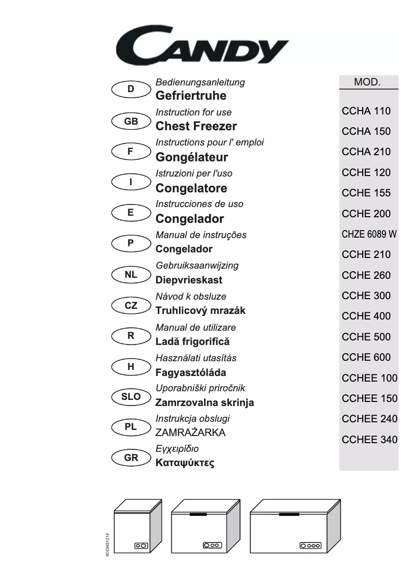 Page 1 de la notice Manuel utilisateur Candy CCHE 300