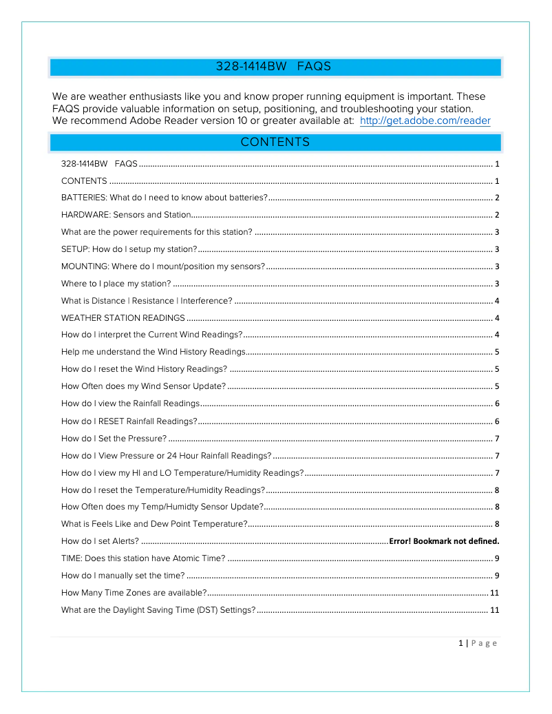 Page n°1 - FAQ La Crosse Technology 328-1414BW