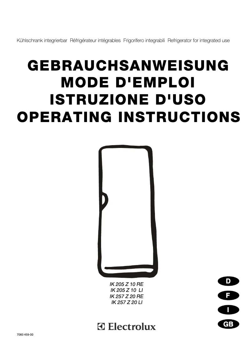 Page 1 de la notice Manuel utilisateur Electrolux IK205Z10RE