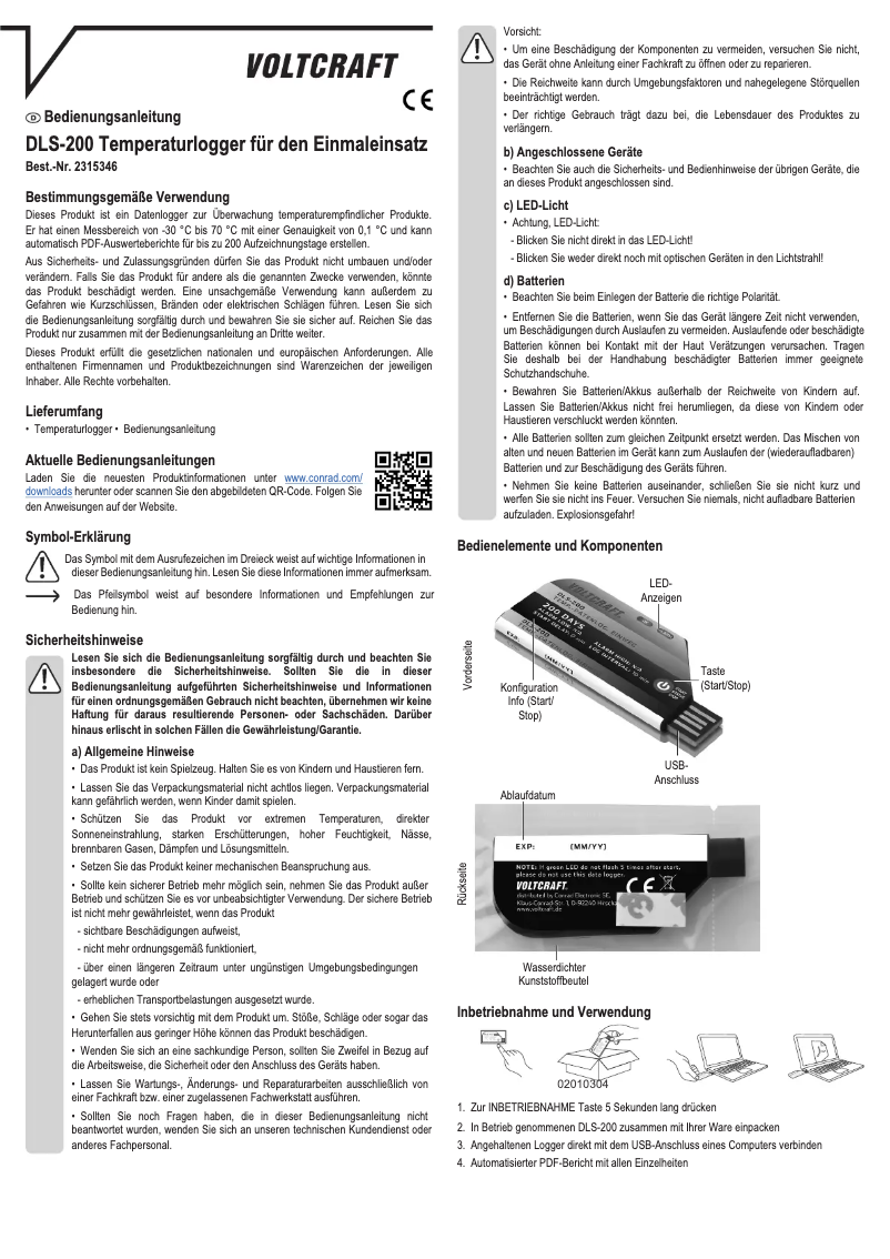 Page n°1 - Manuel utilisateur Voltcraft DLS-200