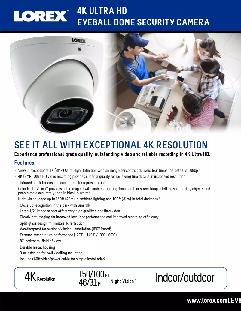 Página 1 del manual Ficha técnica Lorex LEV8532BW