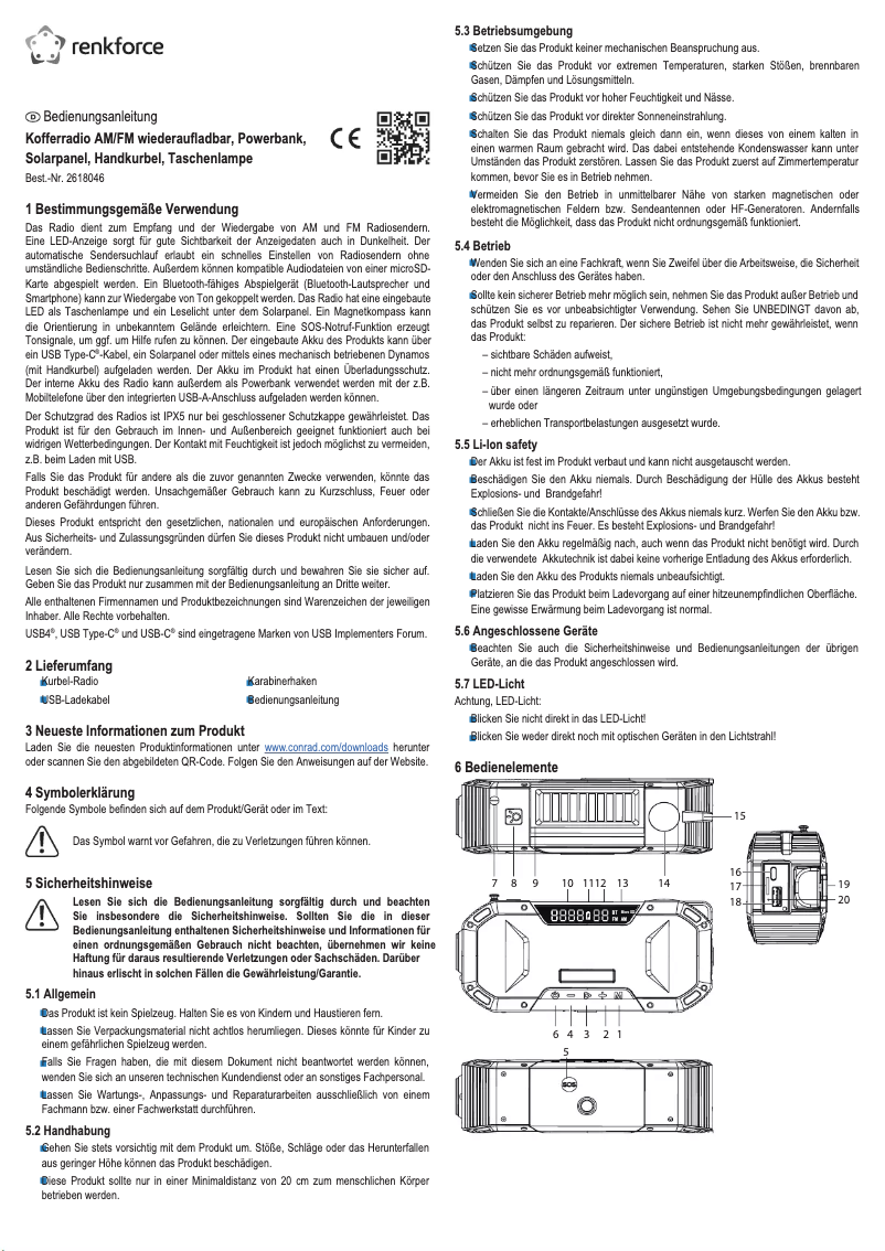 Page 1 de la notice Manuel utilisateur Renkforce RF-CR-300