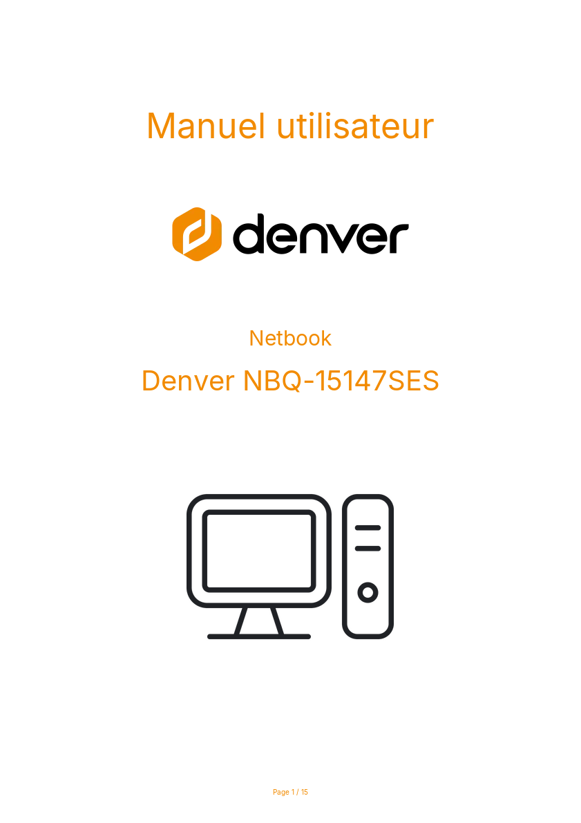 Page n°1 - Manuel utilisateur Denver NBQ-15147SES