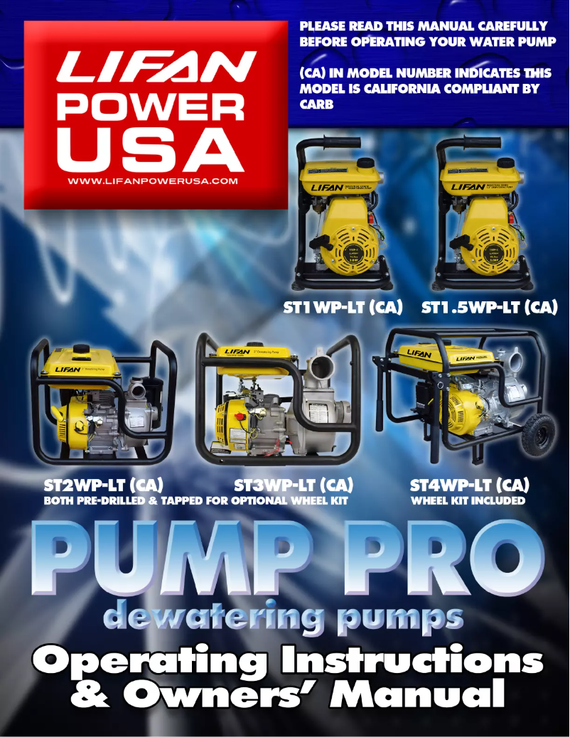 Page 1 de la notice Manuel utilisateur Lifan ST4WP-LT