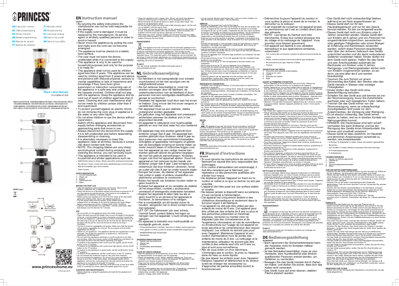 Page 1 de la notice Manuel utilisateur Princess Black Label 221227