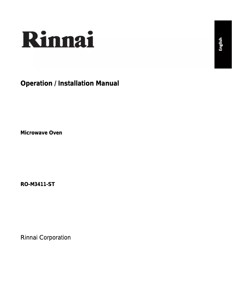 Page n°1 - Manuel utilisateur Rinnai RO-M3411-ST