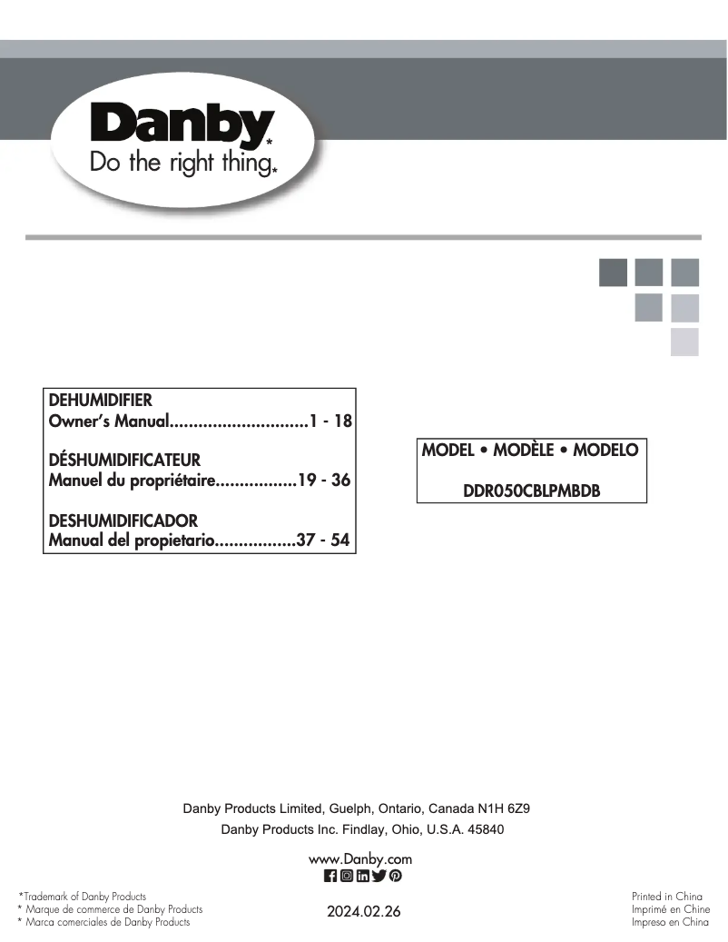 Page 1 de la notice Manuel utilisateur Danby DDR050CBLPMBDB