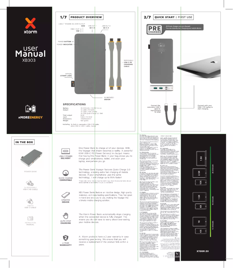 Page 1 de la notice Manuel utilisateur Xtorm XB303