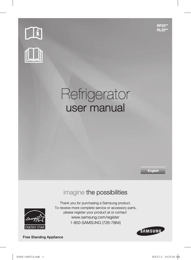 Page 1 de la notice Guide d'installation Samsung RF220NCTA