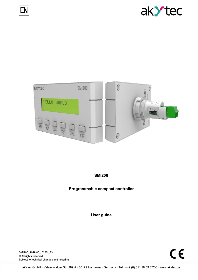 Page n°1 - Manuel utilisateur akYtec SMI200