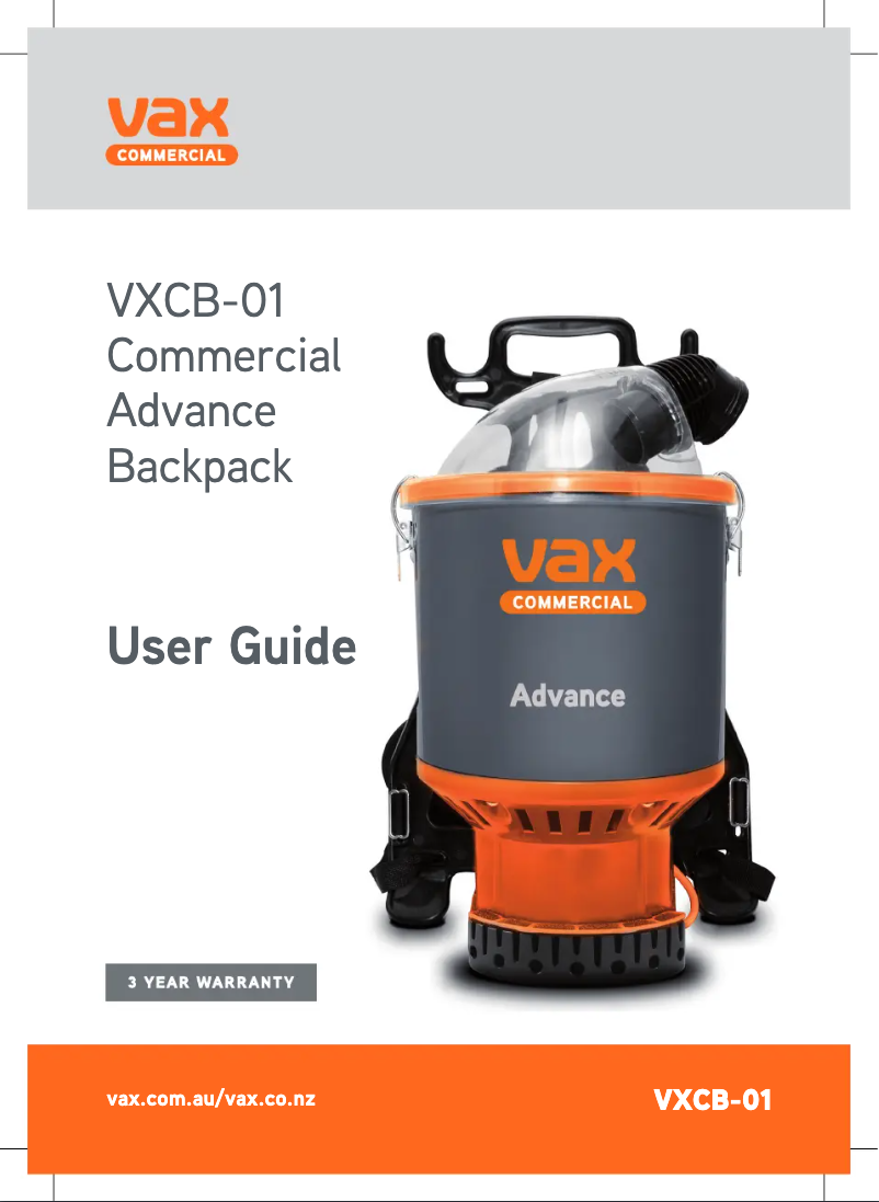 Page 1 de la notice Manuel utilisateur Vax VXCB-01