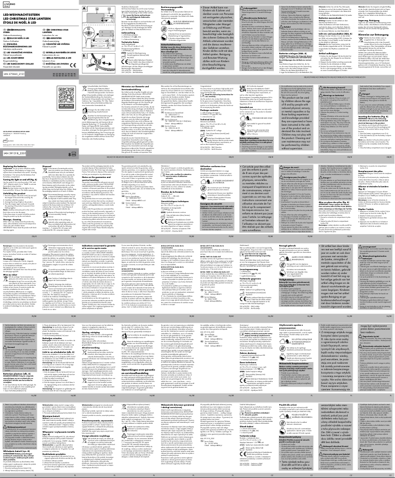 Page 1 de la notice Manuel utilisateur Livarno Lux IAN 391318